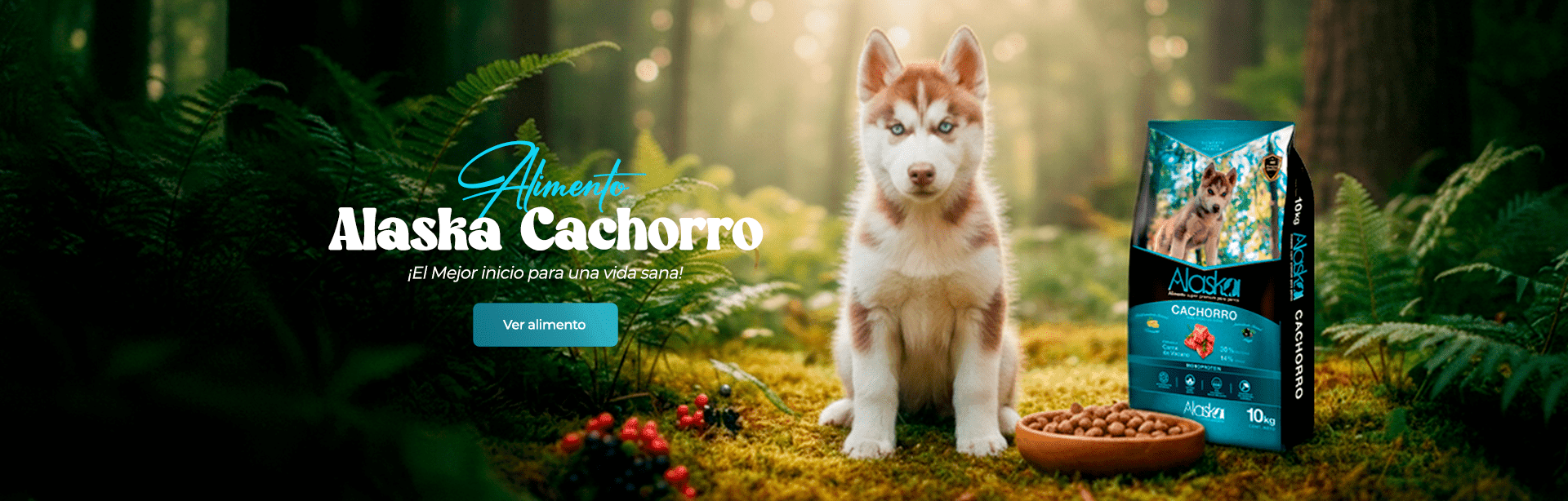 Alimento Alaska Cachorro. ¡El Mejor inicio para una vida sana! Ver alimento.